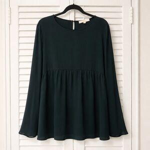 LOFT Deep Green Flowy Blouse